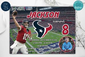 Houston Texans Birthday Invitations Template to Print at Home Instant Download
