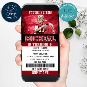 Electronic San Francisco 49ers Ticket Electronic Invite Birthday Flyer Instant Download