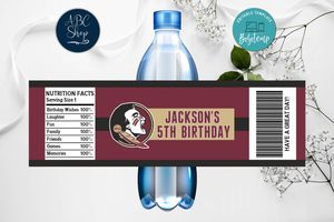 Printable Florida State Seminoles Water Bottle Labels Instant Download