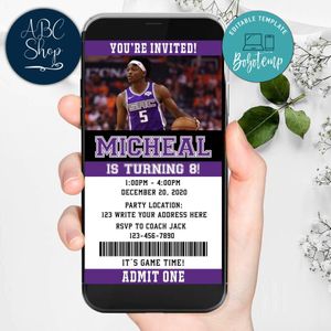 Electronic Sacramento Kings Electronic Invite Birthday Invite Instant Download