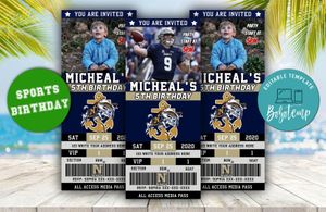 Editable Navy Midshipmen Birthday Ticket Invitations Instant Download