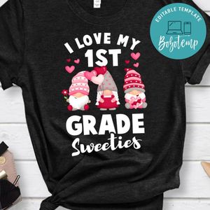 Cute 1st Grade Teacher Gnomes Valentines Day Costume Classic Unisex Shirt