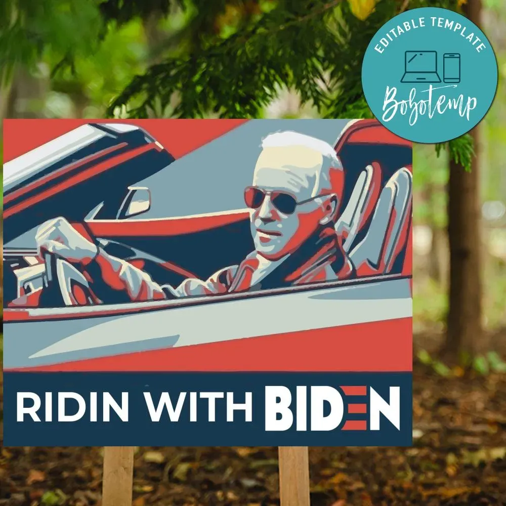 Ridin With Biden Political Yard Lawn Sign Digital File Printable Bobotemp