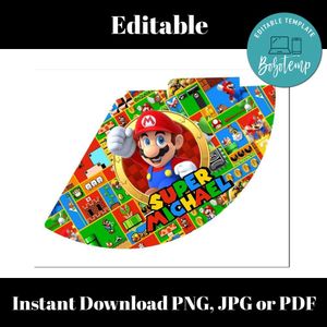 Super Mario Birthday Party Hat Template Customizable Instant Download