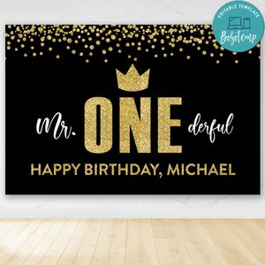 Onederful Birthday Party Banner Backdrop Printable Instant Download