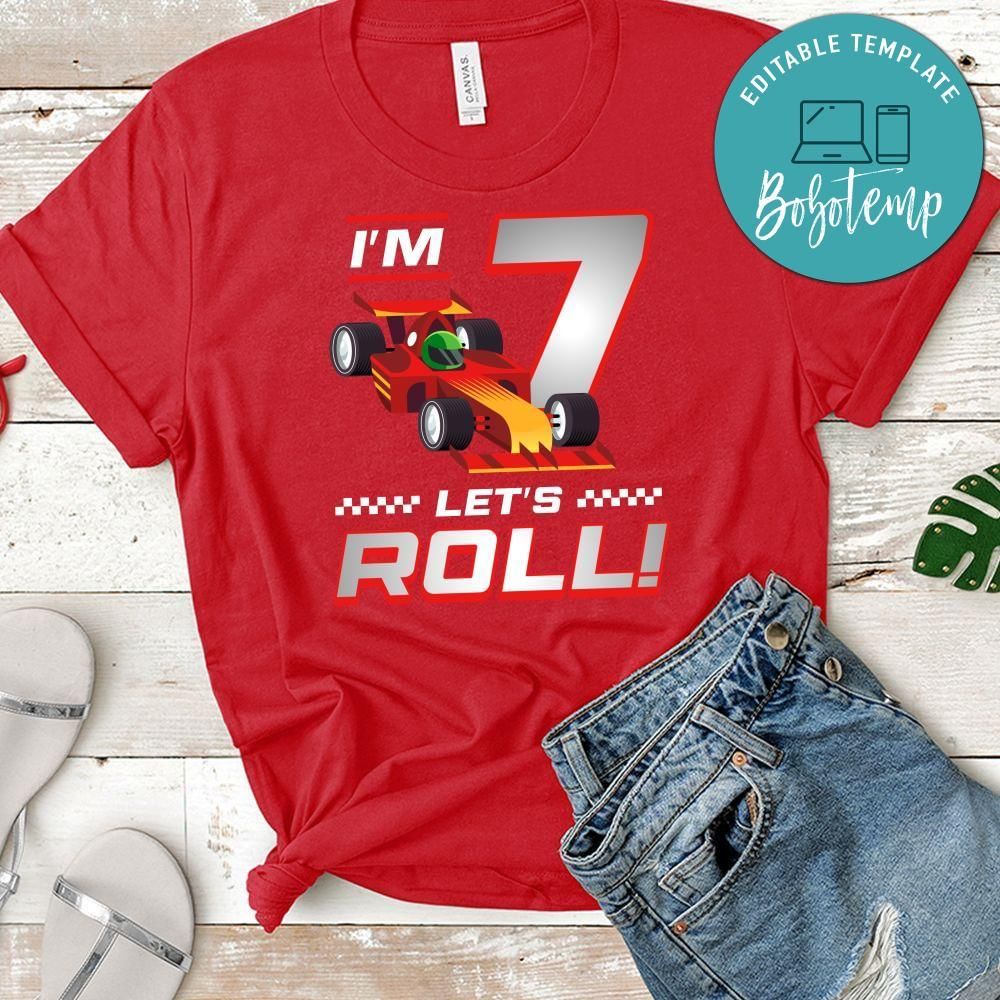 Let's roll Race Car Birthday PNG file template
