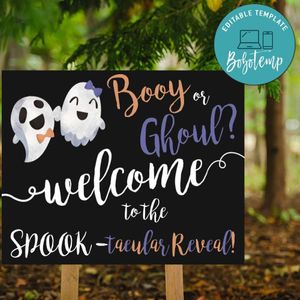 Halloween Gender Reveal Party Sign Digital File Printable Instant Download