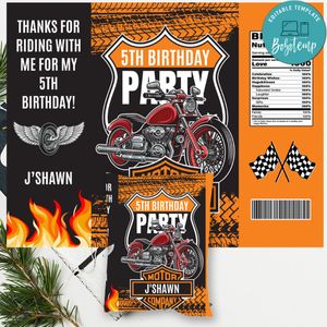 Harley Davidson Birthday Party Chip Bag Digital File Instant Download