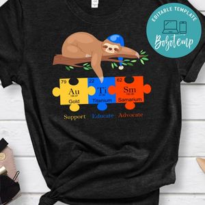 Otter sloth Support Educate Advocate Autism Awareness Classic Unisex Shirt