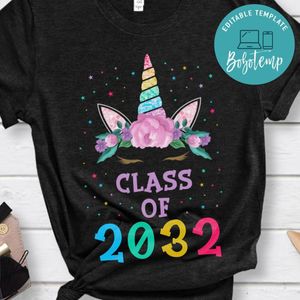 Unicorn First Day Of School Class Of 2032 Kids Classic Unisex T-Shirt