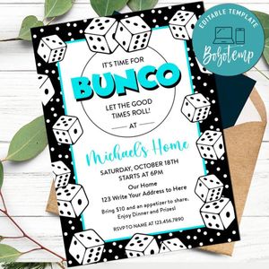 Bunco Invitation Customizable Template Instant Download