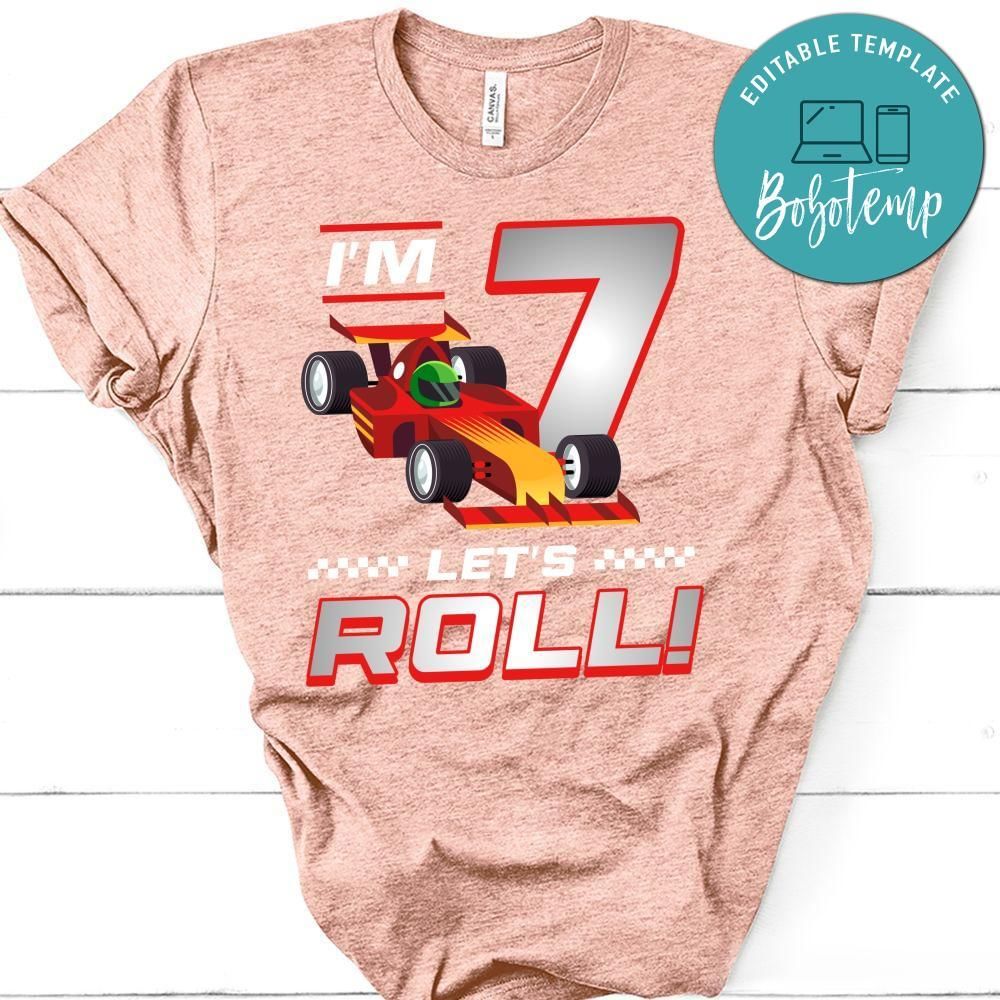 Let's roll Race Car Birthday PNG file template