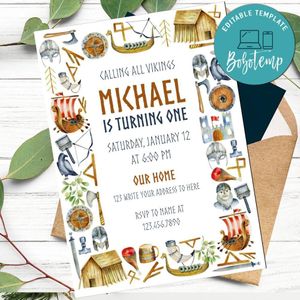 Viking Invitation Customizable Template Instant Download