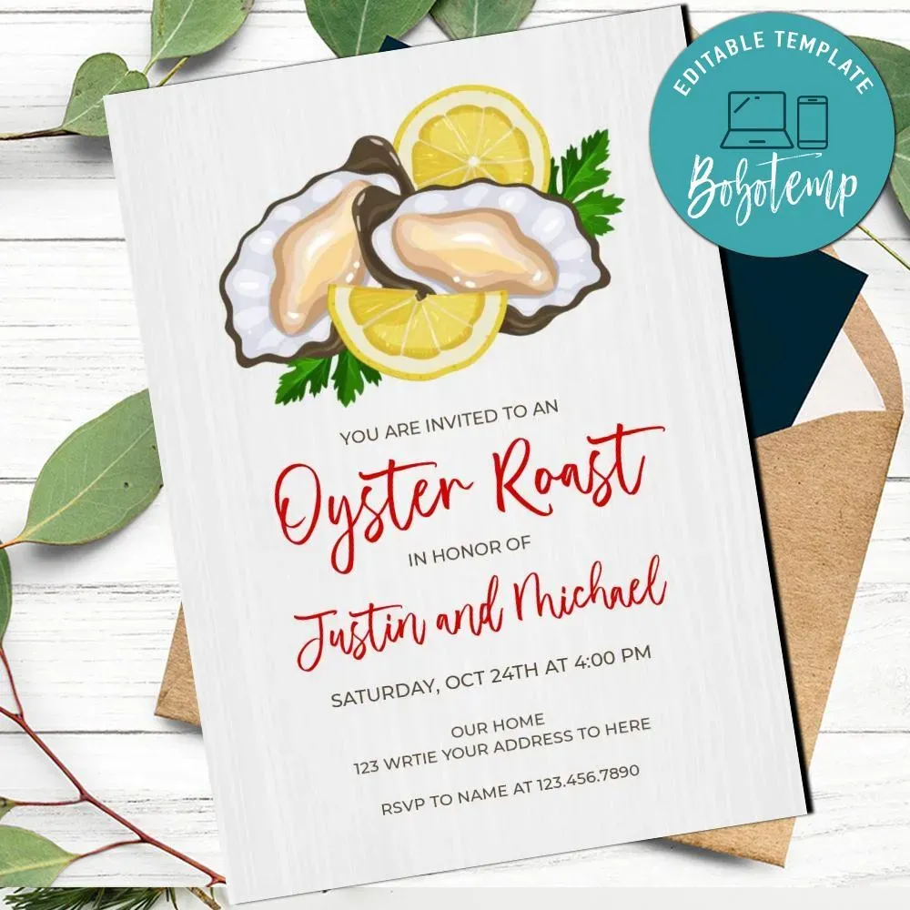 Oyster roast Invitation Customizable Template Instant Download | Bobotemp