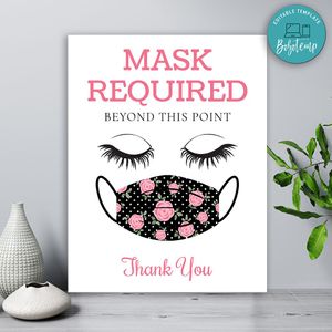 Mask Required Beyond This Point Pink Door Sign Digital File Printable Instant Download