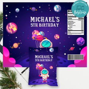 Astronaut Space Birthday Party Chip Bag Digital File Instant Download