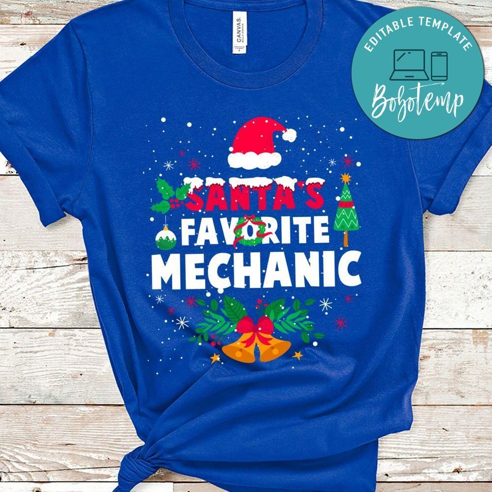 Santa's Favorite Mechanic Costume Christmas Xmas Gifts PNG file template