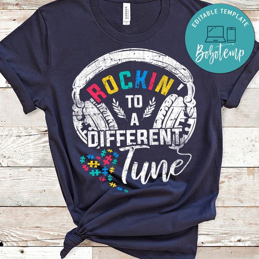 Autism Shirt Rockin' To A Different Tune Headphones Tee Shirt Gift