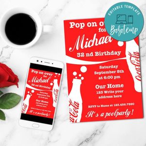 Coke Birthday Invitation Customizable Template Instant Download