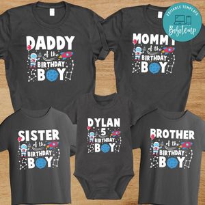 Astronaut Rocket Family Birthday Party PNG file template