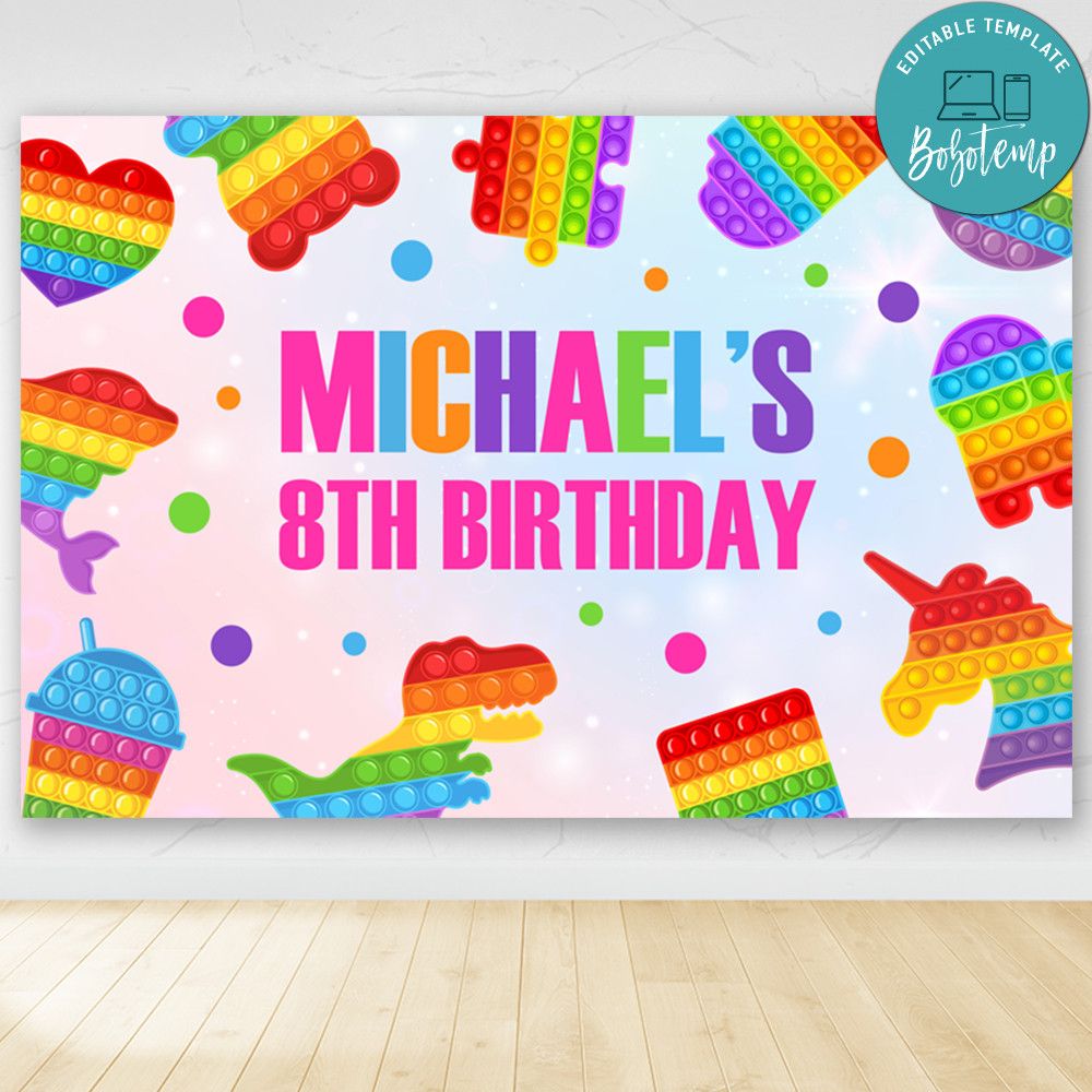 Pop it fidget Birthday Party Backdrop Printable Instant Download