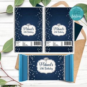 Denim and diamond Candy Bar Wrapper Digital File Printable Instant Download