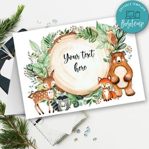 Woodland Animals Place Cards Digital File Printable Instant Download
