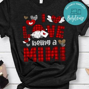 I love being a mimi gnomes red Plaid heart Valentines day Shirt