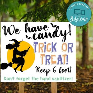Social Distancing Halloween Yard Sign Template Printable Instant Download
