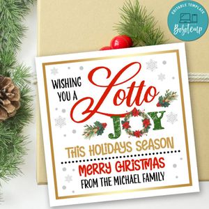 Christmas Lottery Ticket Gift Tag Customizable Template Instant Download