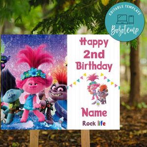 Trolls World Tour Birthday Outdoor Yard Sign Digital File Printable Instant Download