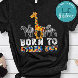 Autism Awareness Classic Unisex Shirt Boys Born To Stand Out Giraffe Puzzle Classic Unisex Shirt