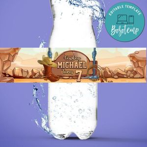 Western Birthday Water Bottle Label Template to Print at Home Instant Download