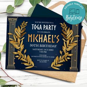 Greek themed birthday Flyer Customizable Template to print at home Instant Download