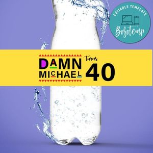 Martin and Gina Birthday party Water Bottle Label Template to Print at Home Instant Download