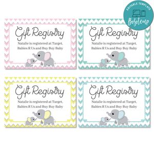 Baby Gift Registry Cards Customizable Template Instant Download
