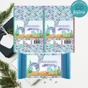 Mermaid tail Candy Bar Wrapper Digital File Printable Instant Download