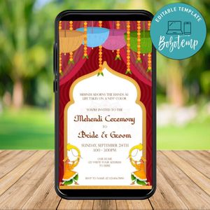 Mobile Mehendi Text Invitation Instant Download