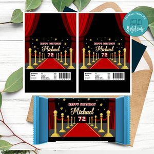 Red carpet Candy Bar Wrapper Digital File Printable Instant Download