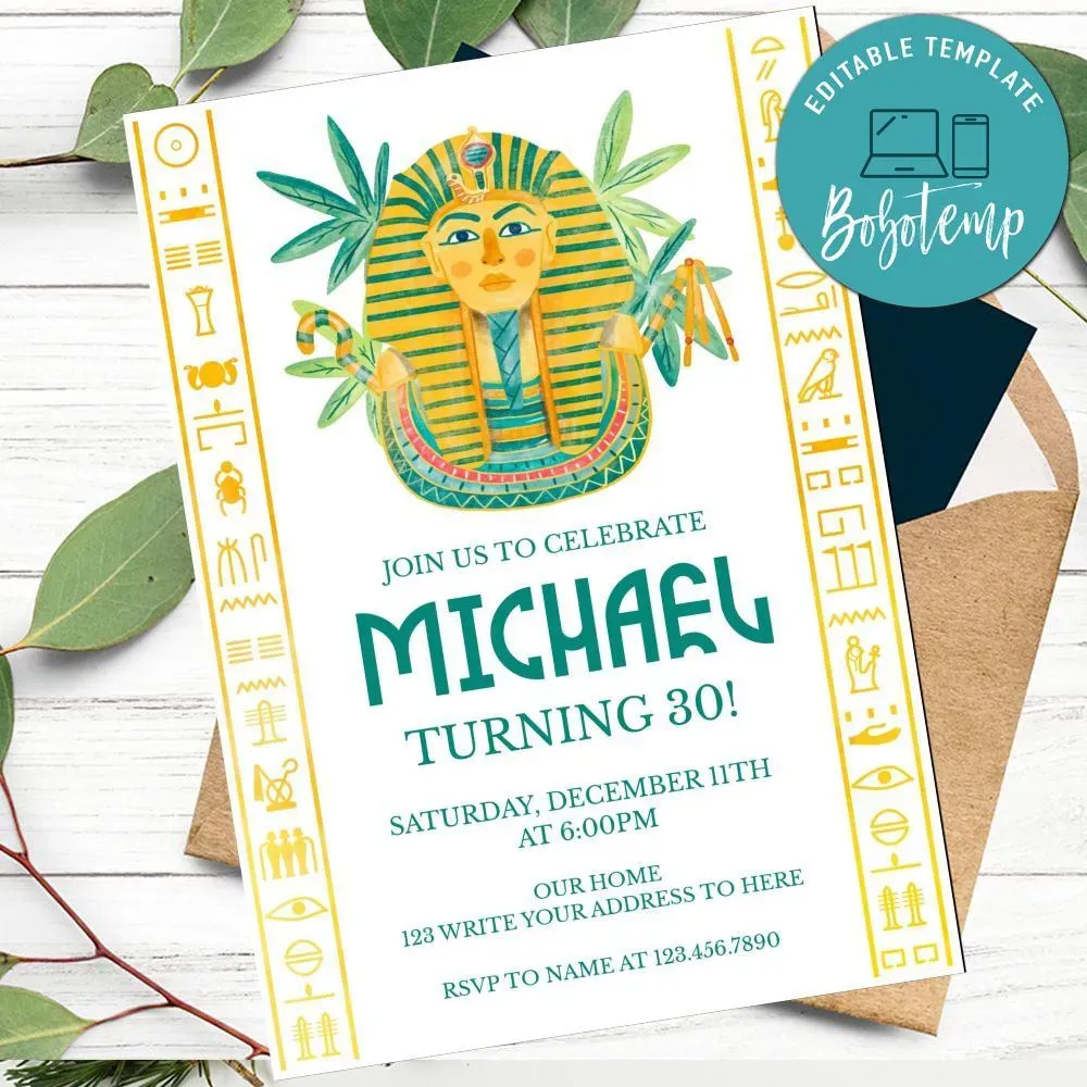 Egyptian Invitation Customizable Template DIY | Bobotemp
