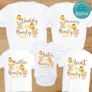 Can Bearly Wait Family Baby Shower Party PNG file template
