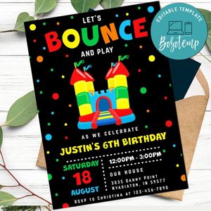 Bounce House Birthday Party Chalkboard Invitation Printable Instant Download