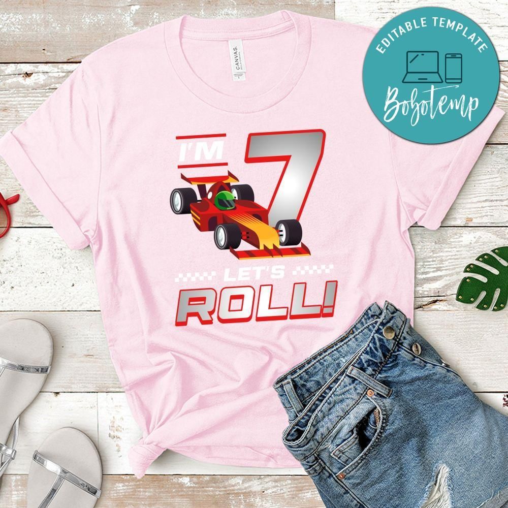 Let's roll Race Car Birthday PNG file template