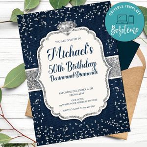Denim and Diamonds Invitation Customizable Template Instant Download