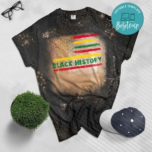 Black History In USA Flag Month African American Bleached Shirt