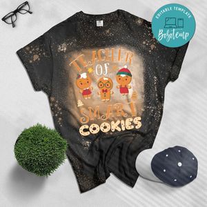 Christmas Teacher Cute Gingerbread Cookies Bleached T-Shirt
