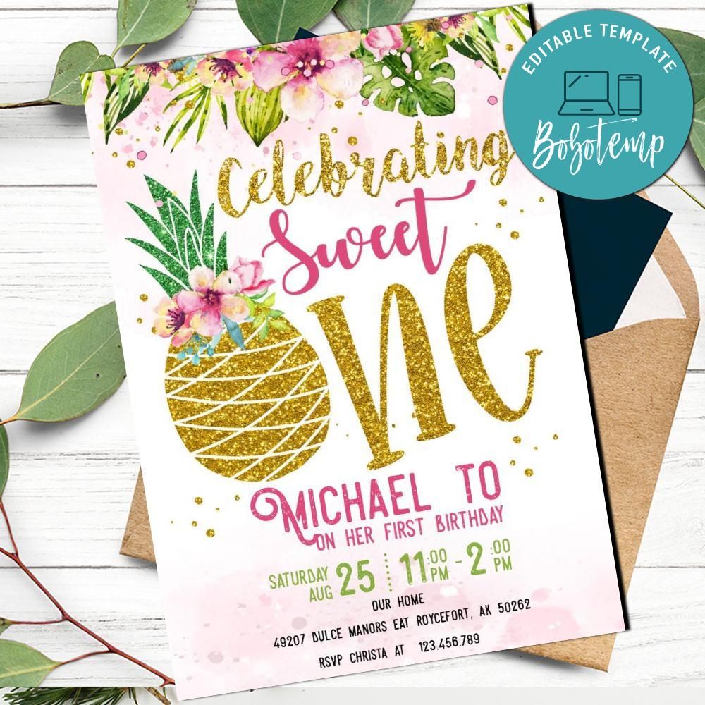 pineapple-aloha-sweet-one-first-birthday-invitation-printable-diy-bobotemp
