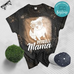 Proud Pitbull Mom Bleached T-Shirt - Pittie Mom, Womens pitbull Bleached T-shirt