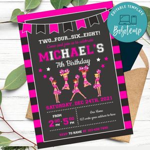 Cheerleading Invitation Customizable Template Instant Download