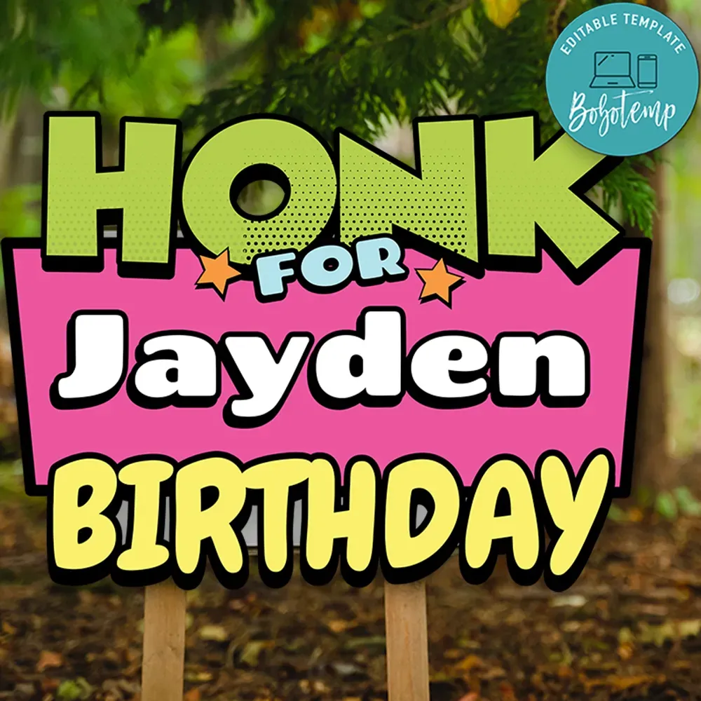 Customizable Honk Birthday Quarantine Yard Sign Digital File Bobotemp